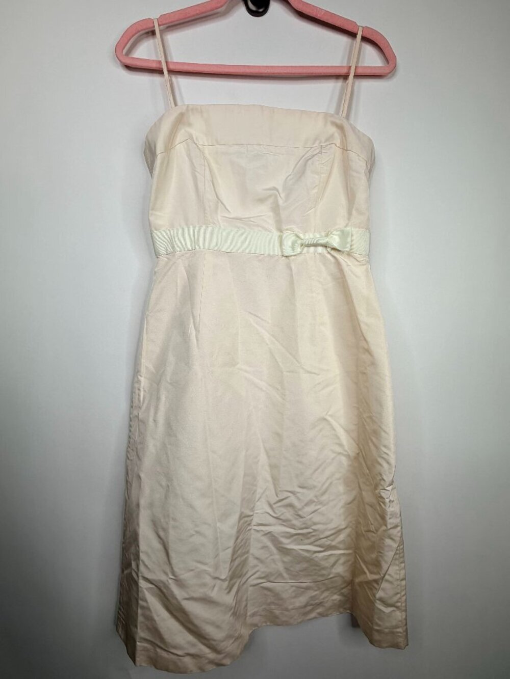 2/$30 J Crew Silk Bow Strapless Sundress Knee Length Bright Cream 6 #A2926 - Picture 3 of 6